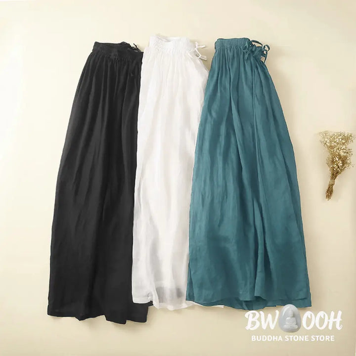 Buddha Stones Plain Lace Up Elastic Waist Women’s Skirt With Pockets - Skirt