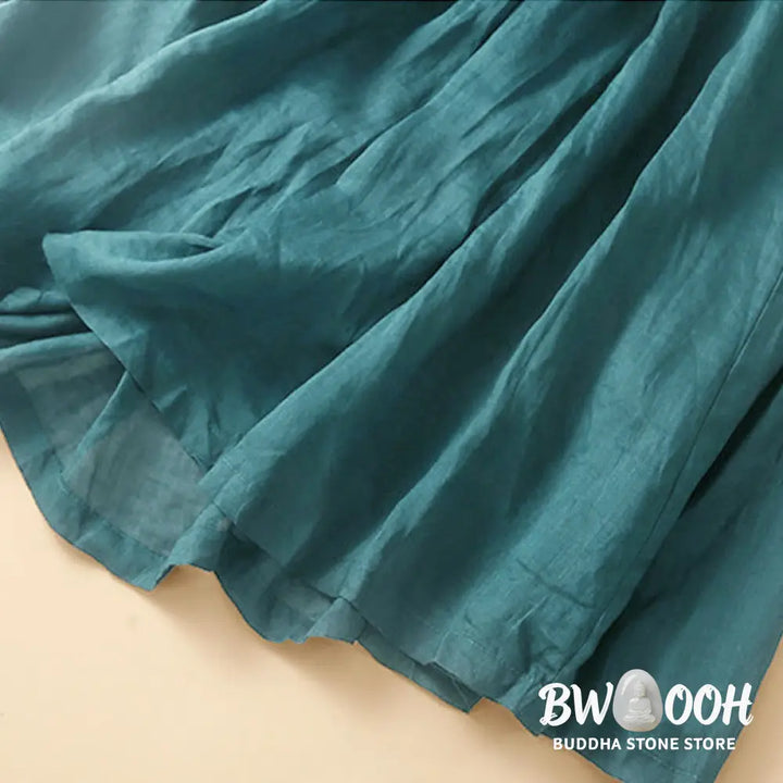 Buddha Stones Plain Lace Up Elastic Waist Women’s Skirt With Pockets - Skirt
