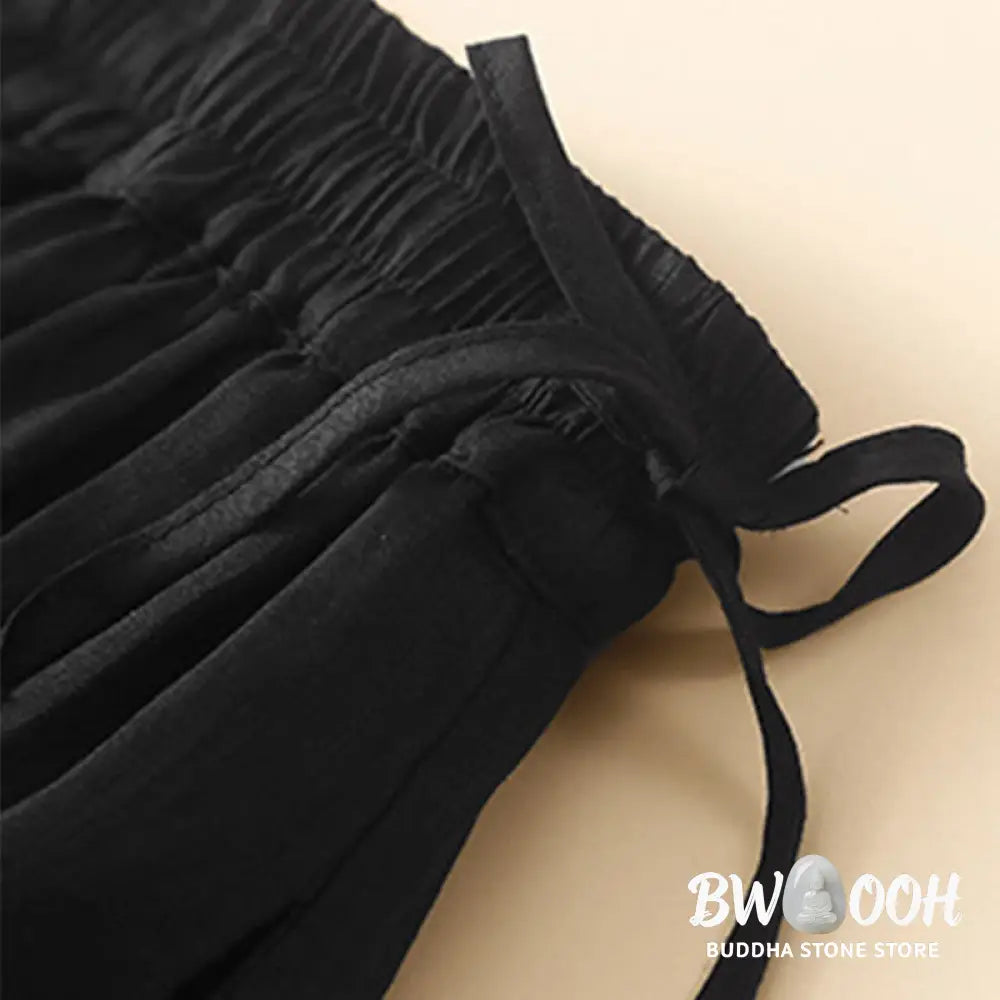 Buddha Stones Plain Lace Up Elastic Waist Women’s Skirt With Pockets - Skirt