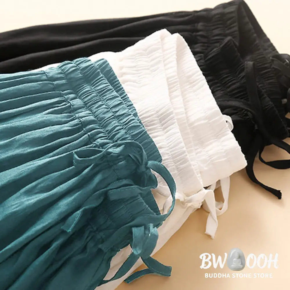 Buddha Stones Plain Lace Up Elastic Waist Women’s Skirt With Pockets - Skirt