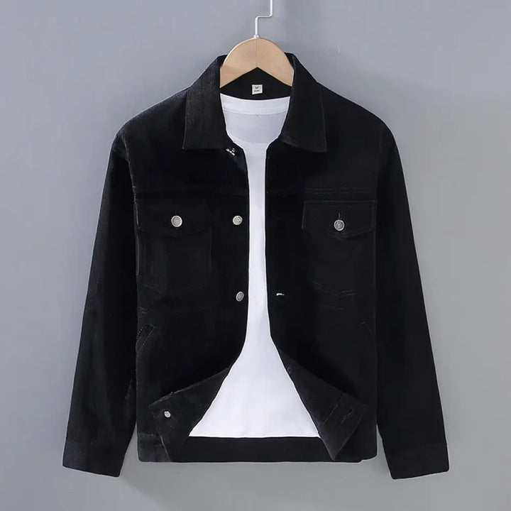 Buddha Stones Plain Long Sleeve Button Design Men’s Cotton Jacket Shirt With Pockets - Black / US/UK/AU36，EU46 (L)