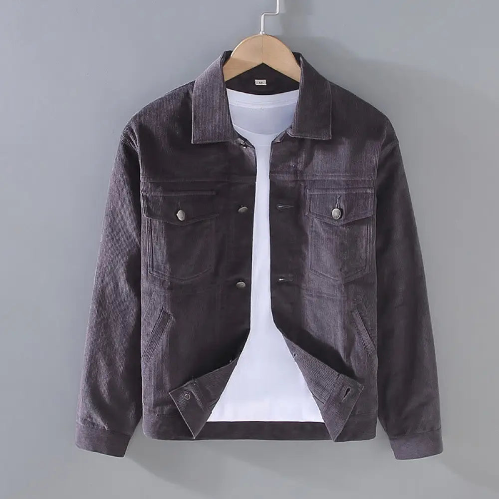 Buddha Stones Plain Long Sleeve Button Design Men’s Cotton Jacket Shirt With Pockets - DimGray / US/UK/AU36，EU46 (L)