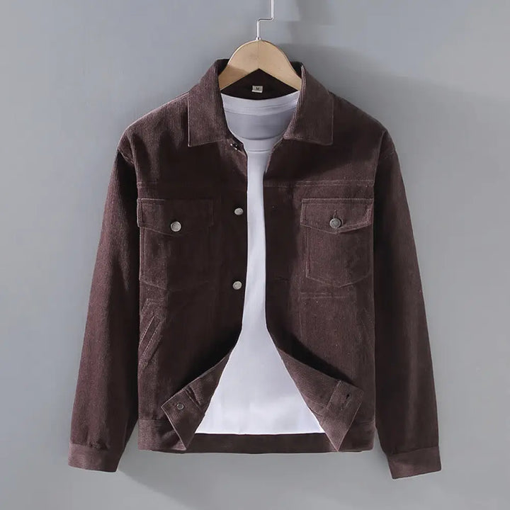 Buddha Stones Plain Long Sleeve Button Design Men’s Cotton Jacket Shirt With Pockets - SaddleBrown / US/UK/AU36，EU46