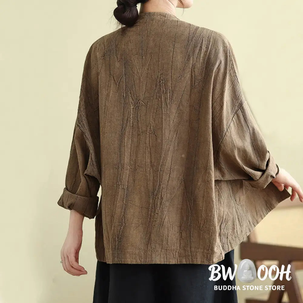 Buddha Stones Plain Long Sleeve Women’s Cotton Linen Jacket With Pockets - Women’s Jacket