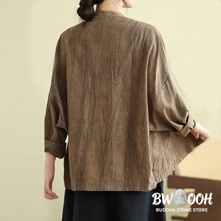 Buddha Stones Plain Long Sleeve Women’s Cotton Linen Jacket With Pockets - Women’s Jacket