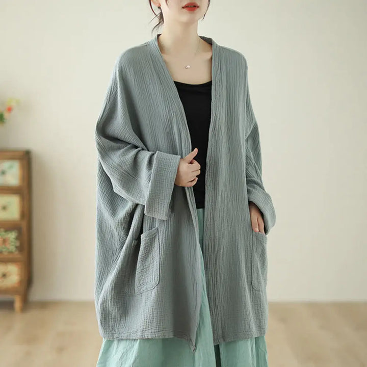 BWOOOH Plain Long Sleeve Zen Meditation Cotton Linen Jack