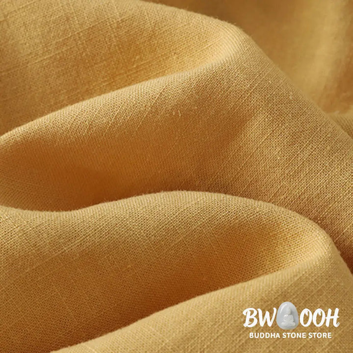 Buddha Stones Plain Slanted Buttons Cotton Linen Women’s Shirt - Women’s Shirts
