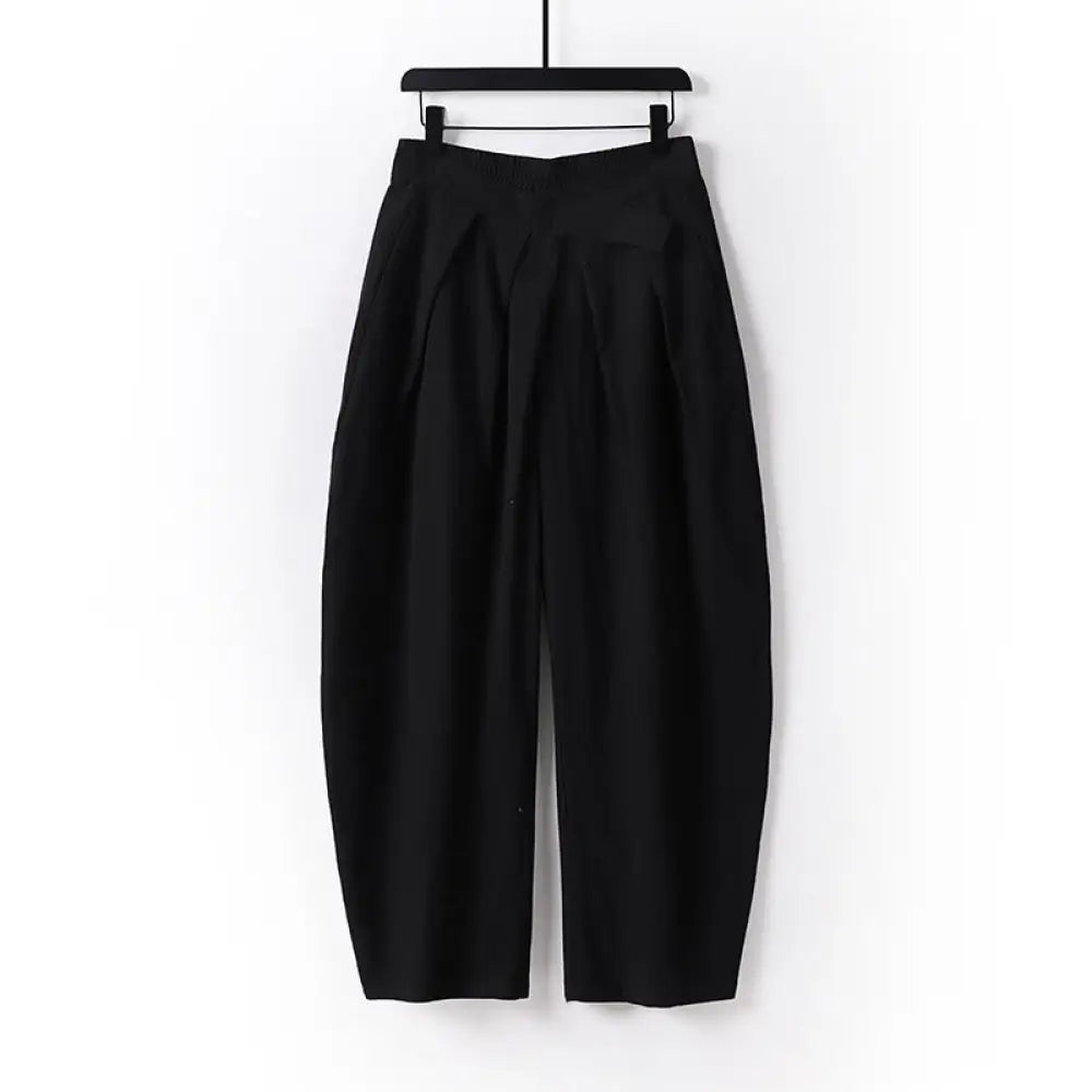 Buddha Stones Plain Straight Leg Zipper Design Men’s Cotton Linen Pants With Pockets - Black / US/UK/AU36，EU46 (L)