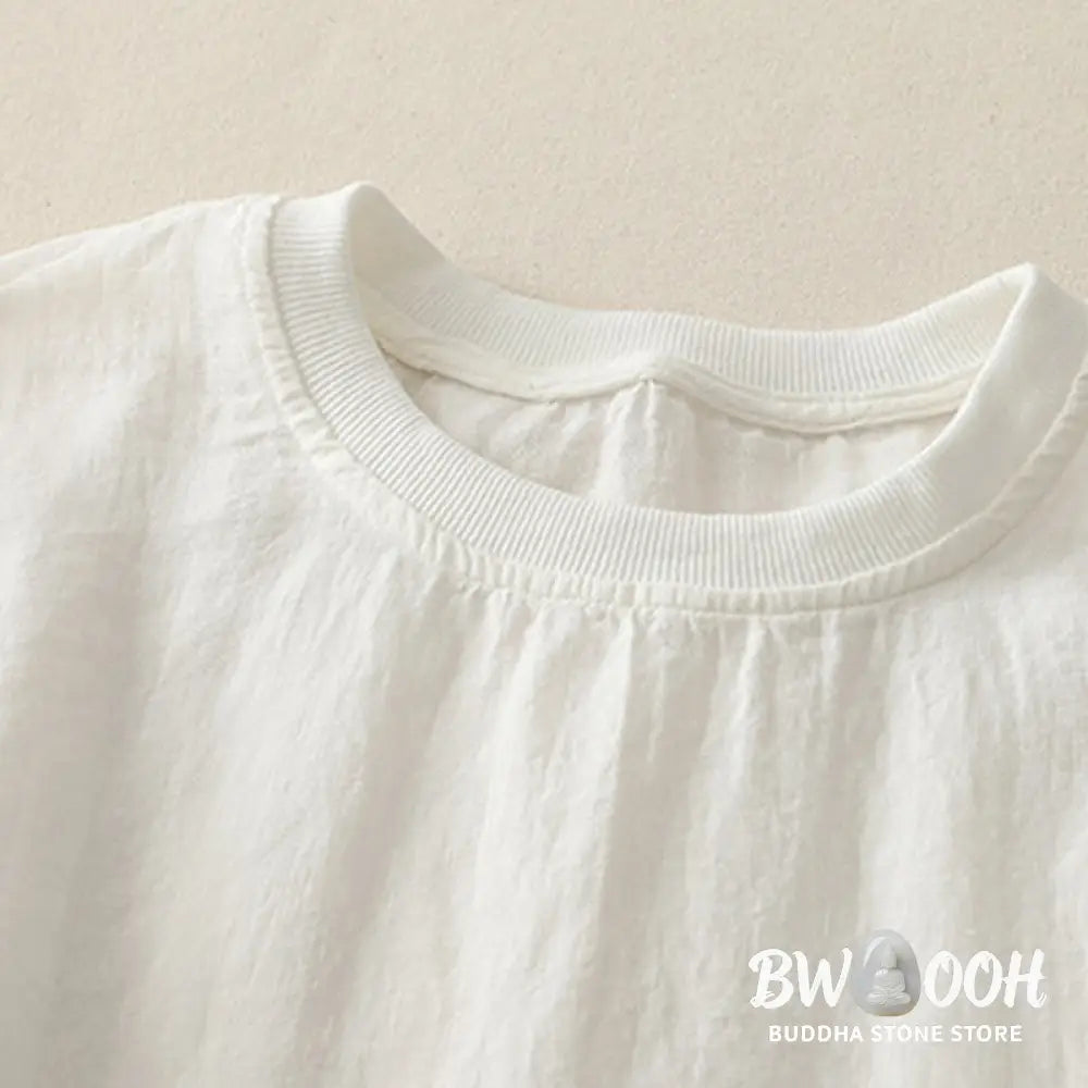 Buddha Stones Plain Threaded Crew Neck Design Women’s Polyester Short Sleeves Shirt - Women’s T-Shirts