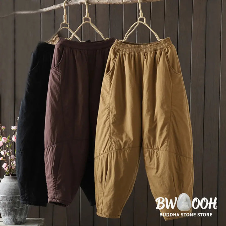 Buddha Stones Plain Warm Women’s Harem Pants With Pockets - Women’s Harem Pants