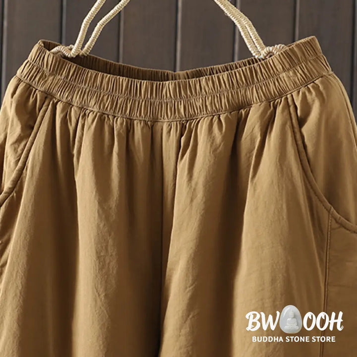 Buddha Stones Plain Warm Women’s Harem Pants With Pockets - Women’s Harem Pants