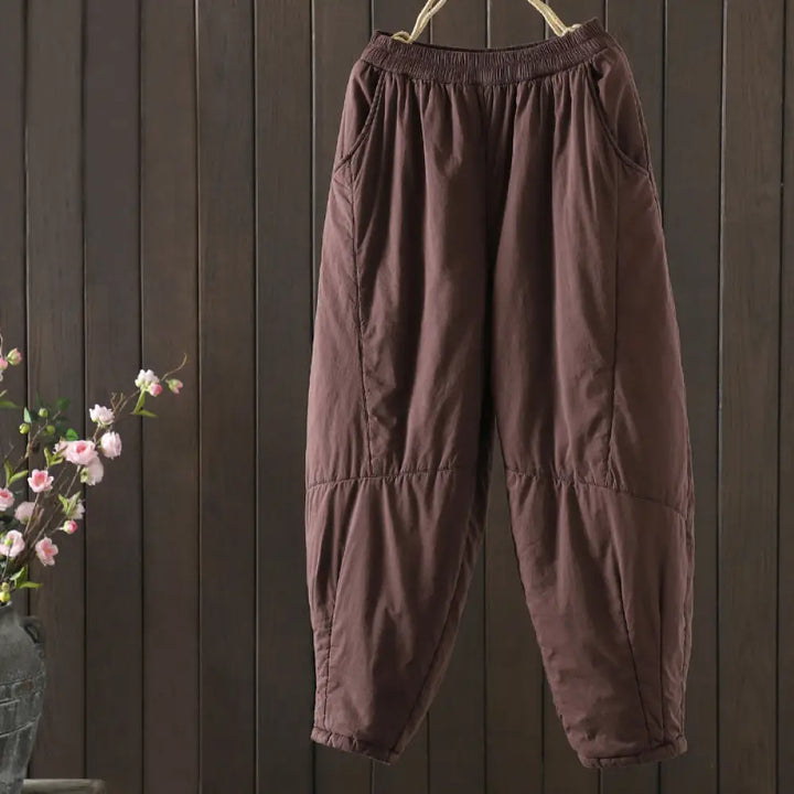 Buddha Stones Plain Warm Women’s Harem Pants With Pockets - IndianRed / US4，UK/AU8，EU36 (L) - Women’s Harem Pants