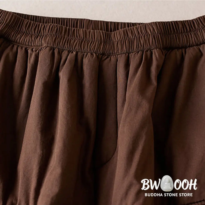 Buddha Stones Plain Women’s Harem Thick Pants With Pockets - Women’s Harem Pants