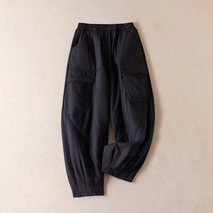 Buddha Stones Plain Women’s Harem Thick Pants With Pockets - Black / US4，UK/AU8，EU36 (L) - Women’s Harem Pants