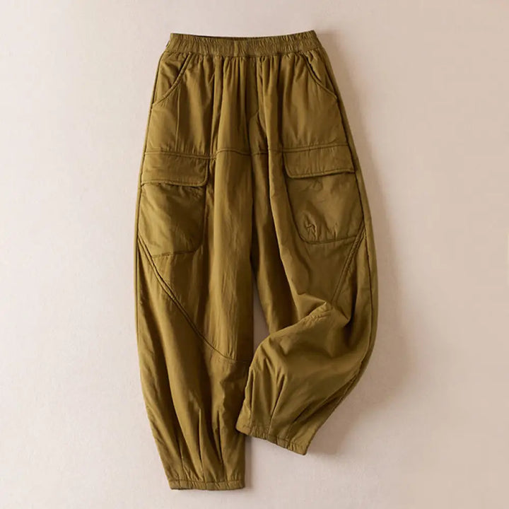 Buddha Stones Plain Women’s Harem Thick Pants With Pockets - DarkGoldenrod / US4，UK/AU8，EU36 (L) - Women’s Harem Pants