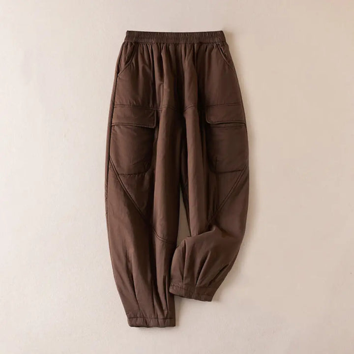Buddha Stones Plain Women’s Harem Thick Pants With Pockets - SaddleBrown / US4，UK/AU8，EU36 (L) - Women’s Harem Pants