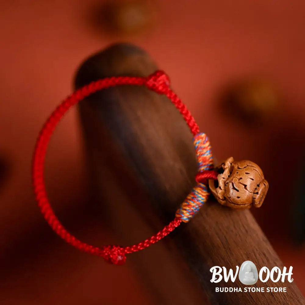 Buddha Stones Plaited Peach Pit Red String Strength Adjustable Cats Dogs Pet Collar - Pet Collar