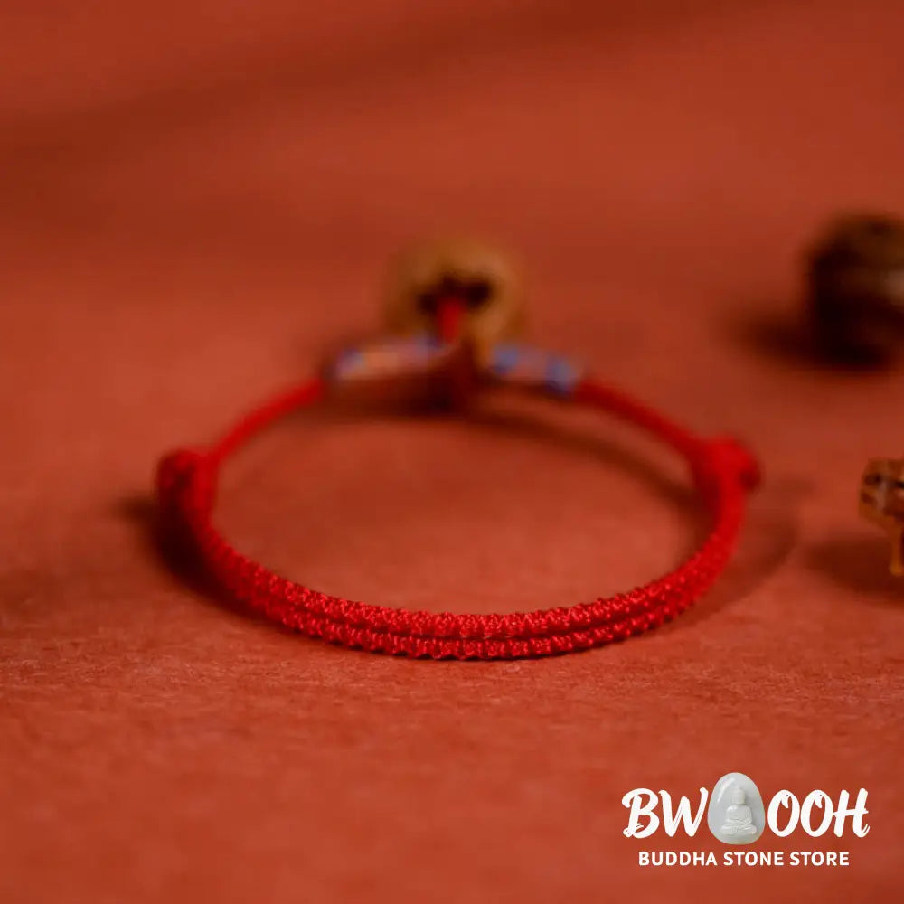 Buddha Stones Plaited Peach Pit Red String Strength Adjustable Cats Dogs Pet Collar - Pet Collar