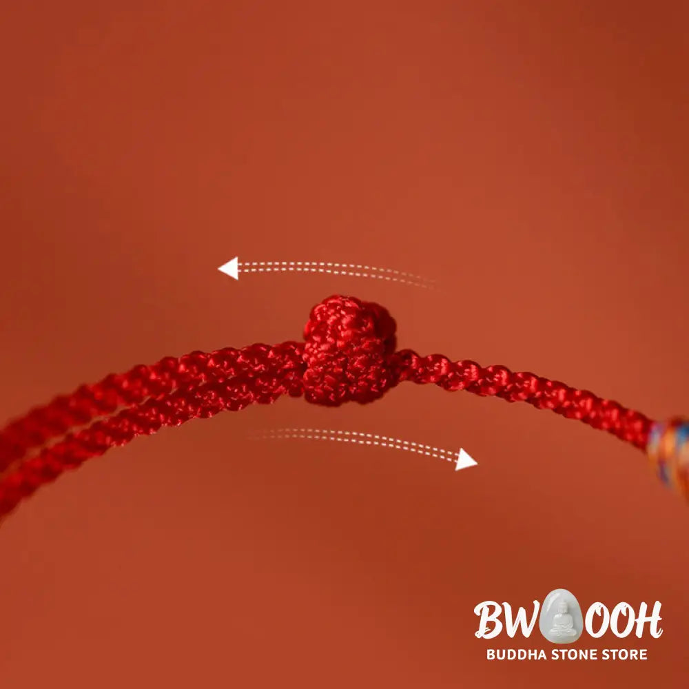 Buddha Stones Plaited Peach Pit Red String Strength Adjustable Cats Dogs Pet Collar - Pet Collar