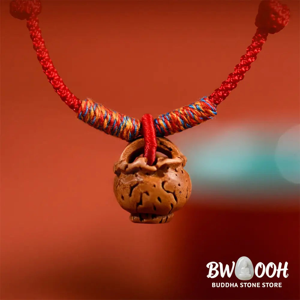 Buddha Stones Plaited Peach Pit Red String Strength Adjustable Cats Dogs Pet Collar - Pet Collar