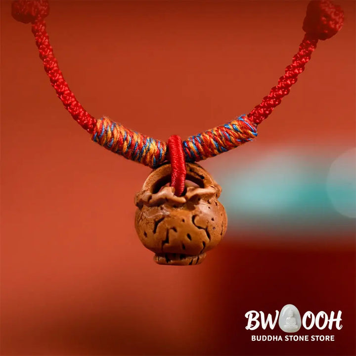 Buddha Stones Plaited Peach Pit Red String Strength Adjustable Cats Dogs Pet Collar - Pet Collar