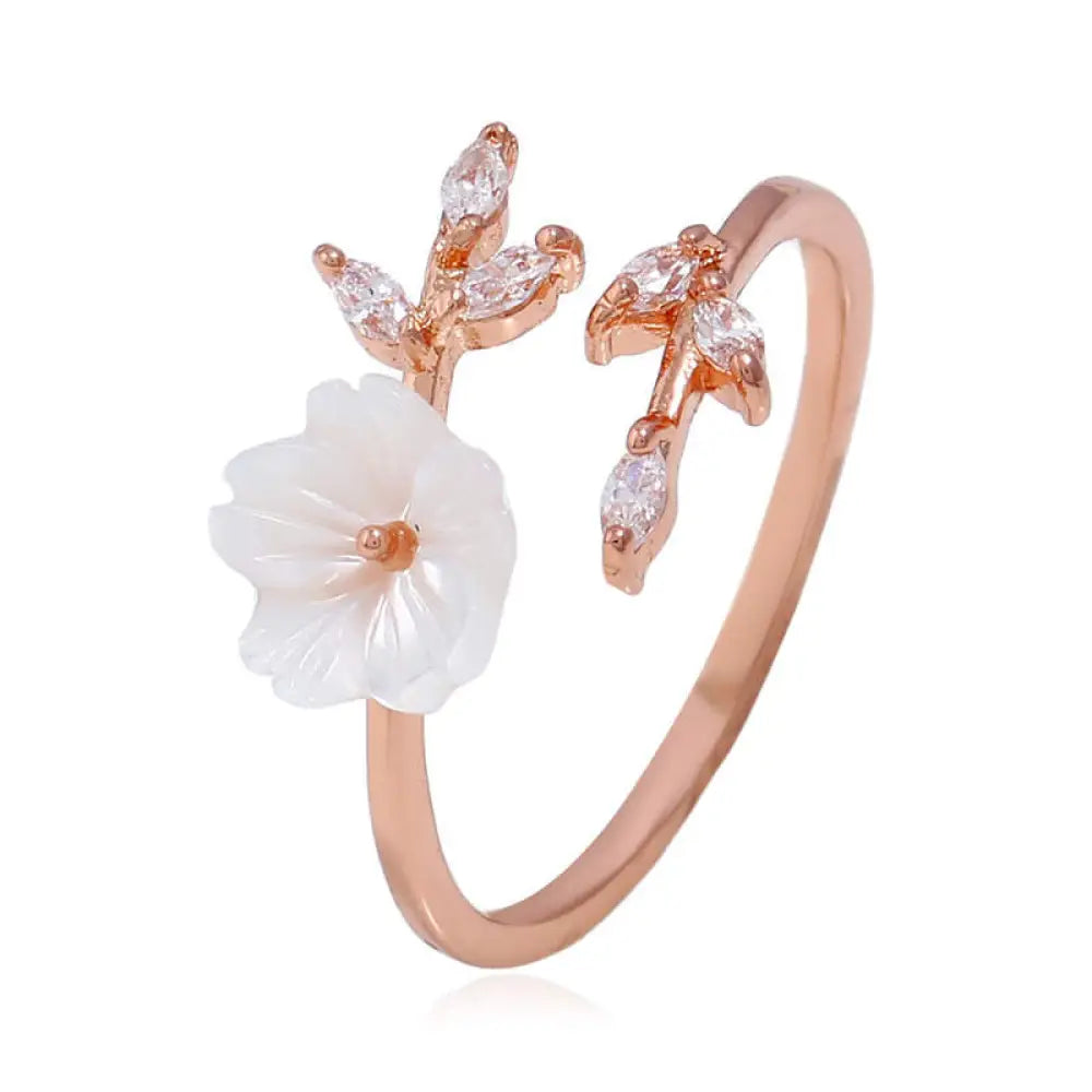 BWOOOH Plum Blossom Leaf Pattern Copper Luck Ring — Copper spiritual jewelry for spiritual healing and mindful living