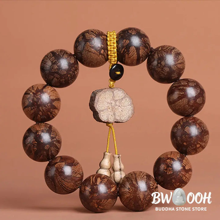 Buddha Stones Plum Blossom Wood Inner Peace Bracelet - BWOOOH - Bracelet