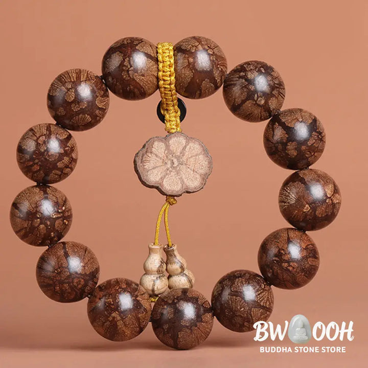 Buddha Stones Plum Blossom Wood Inner Peace Bracelet - BWOOOH - Bracelet