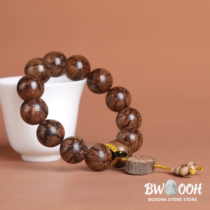 Buddha Stones Plum Blossom Wood Inner Peace Bracelet - BWOOOH - Bracelet
