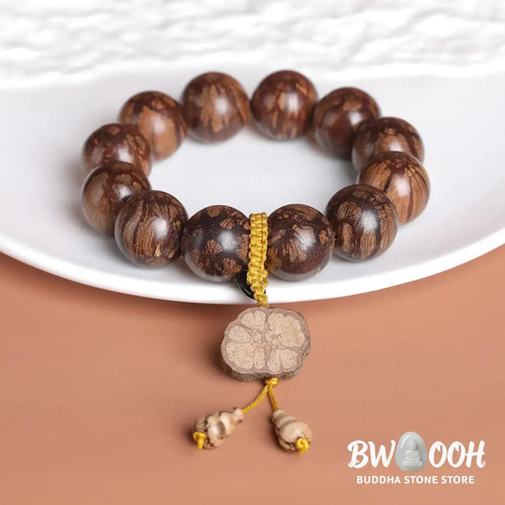 Buddha Stones Plum Blossom Wood Inner Peace Bracelet - BWOOOH - Bracelet