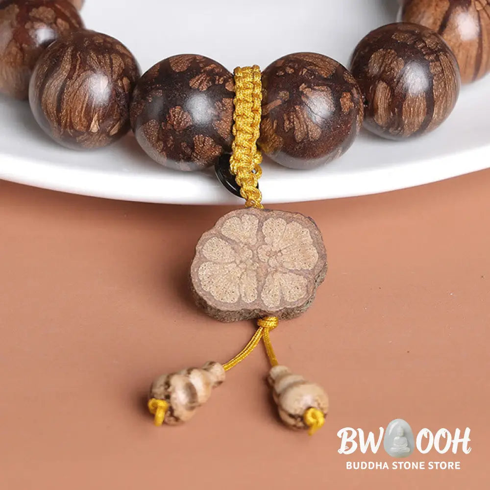 Buddha Stones Plum Blossom Wood Inner Peace Bracelet - BWOOOH - Bracelet