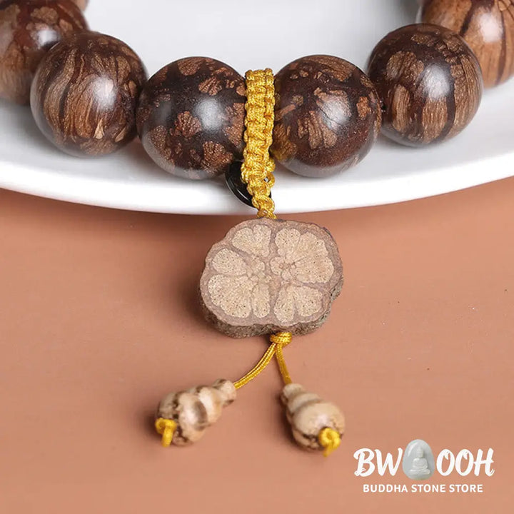 Buddha Stones Plum Blossom Wood Inner Peace Bracelet - BWOOOH - Bracelet