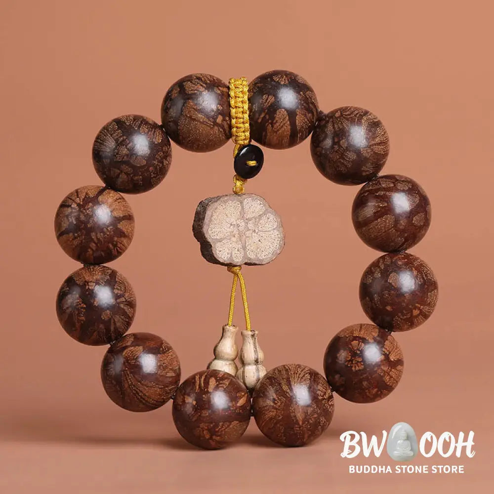 Buddha Stones Plum Blossom Wood Inner Peace Bracelet - BWOOOH - Bracelet