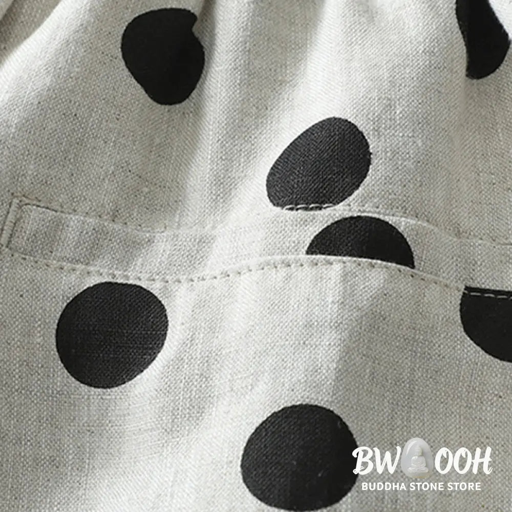 Buddha Stones Polka Dot Floral Pattern Pattern Women’s Cotton Linen Harem Pants With Pockets - Women’s Harem Pants