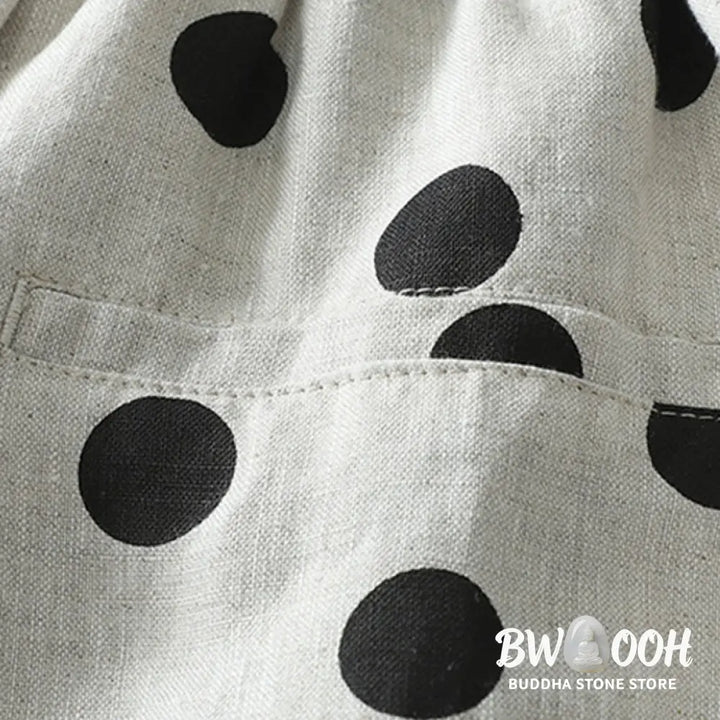 Buddha Stones Polka Dot Floral Pattern Pattern Women’s Cotton Linen Harem Pants With Pockets - Women’s Harem Pants