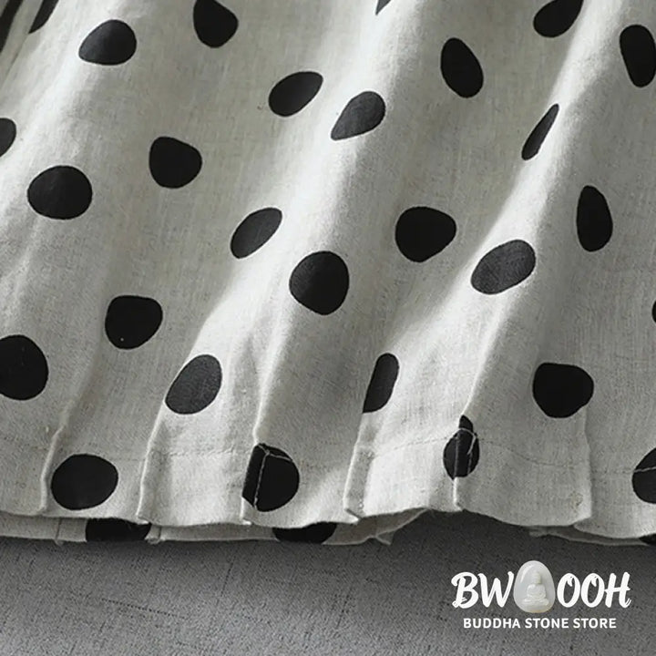 Buddha Stones Polka Dot Floral Pattern Pattern Women’s Cotton Linen Harem Pants With Pockets - Women’s Harem Pants