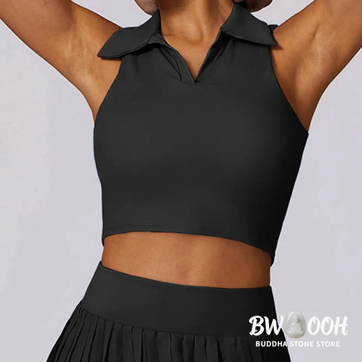BWOOOH lotus print yoga pants - Polo Collar Crop Tank Top Tennis Skirts 