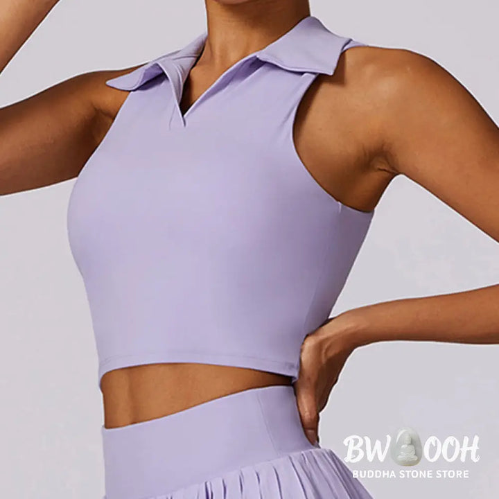BWOOOH lotus print yoga pants - Polo Collar Crop Tank Top Tennis Skirts 