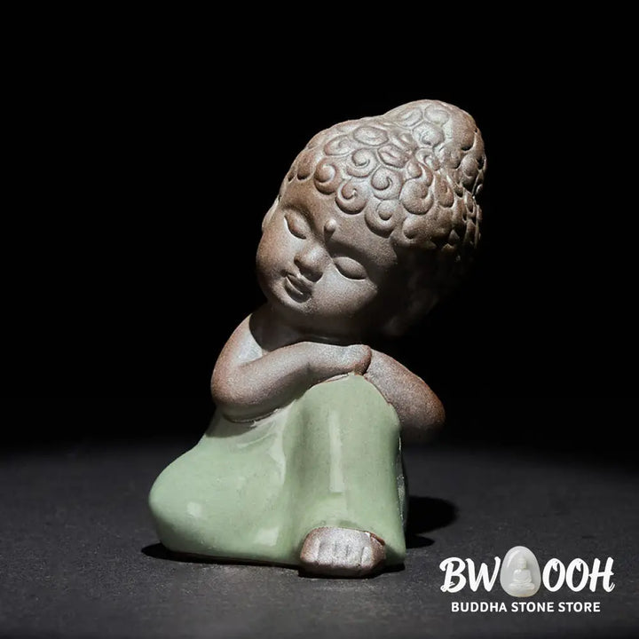 BWOOOH handcrafted Buddha statue - Prayer Meditation Resting Monk Cera
