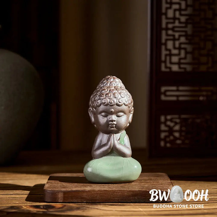 BWOOOH handcrafted Buddha statue - Prayer Meditation Resting Monk Cera
