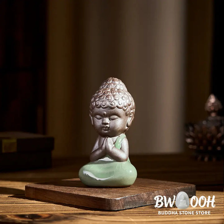 BWOOOH handcrafted Buddha statue - Prayer Meditation Resting Monk Cera