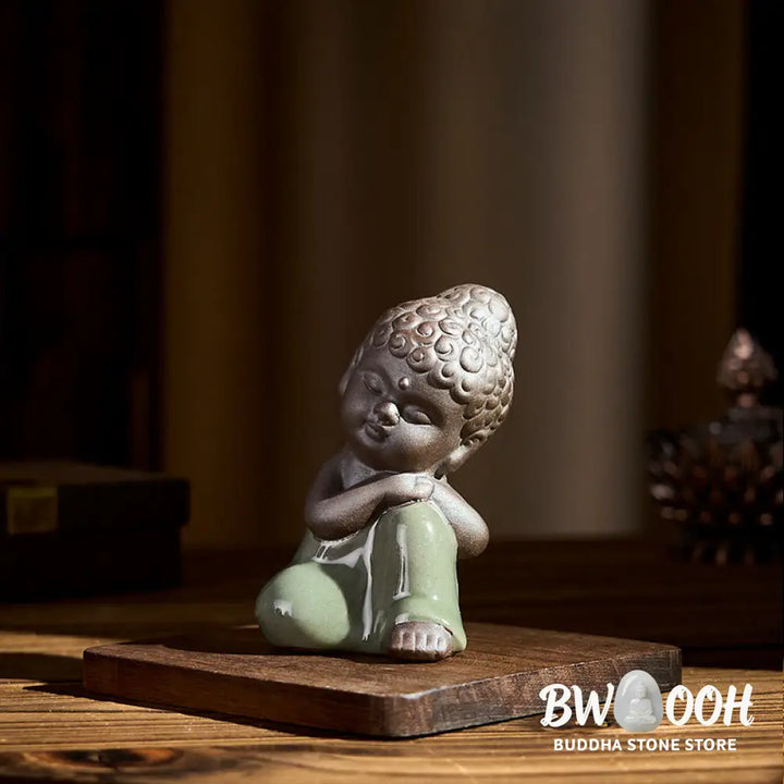 BWOOOH handcrafted Buddha statue - Prayer Meditation Resting Monk Cera