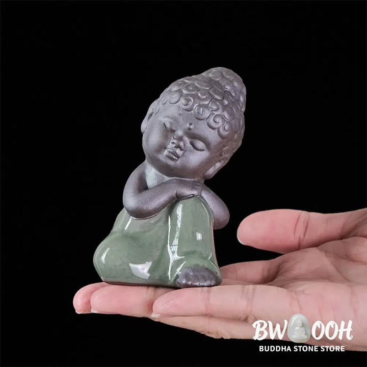 BWOOOH handcrafted Buddha statue - Prayer Meditation Resting Monk Cera
