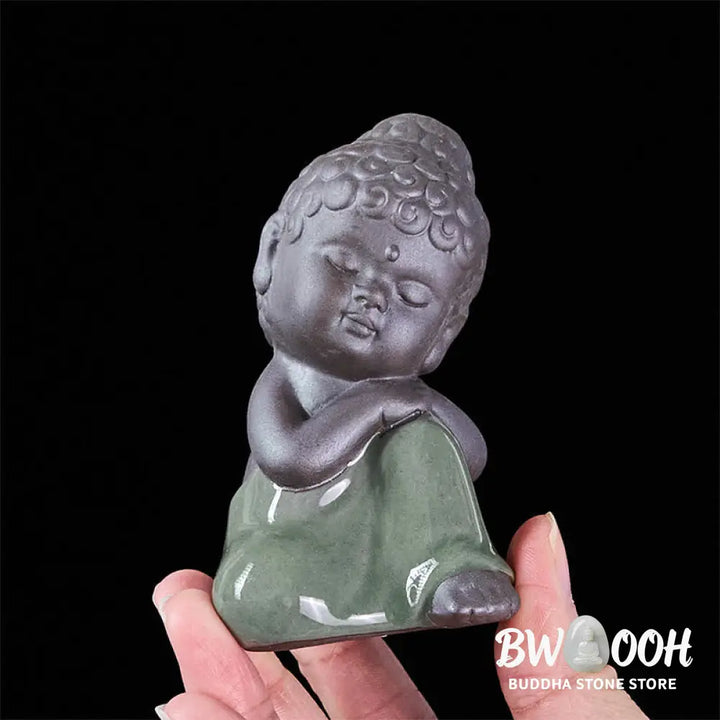 BWOOOH handcrafted Buddha statue - Prayer Meditation Resting Monk Cera