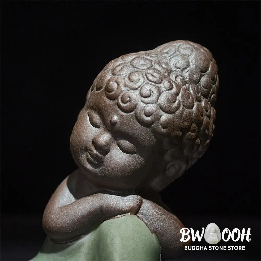 BWOOOH handcrafted Buddha statue - Prayer Meditation Resting Monk Cera