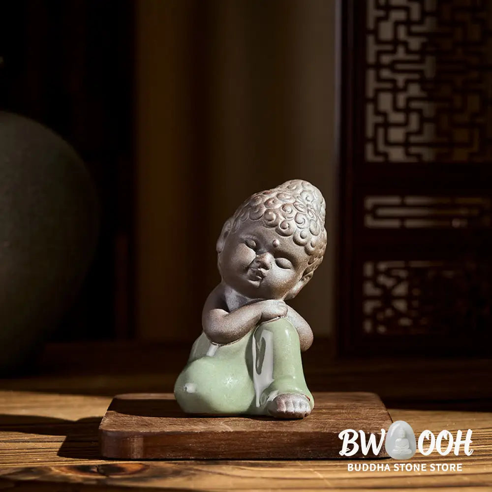BWOOOH handcrafted Buddha statue - Prayer Meditation Resting Monk Cera