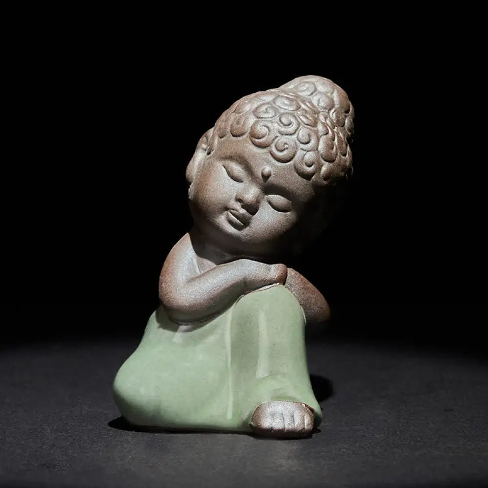 BWOOOH handcrafted Buddha statue - Prayer Meditation Resting Monk Cera