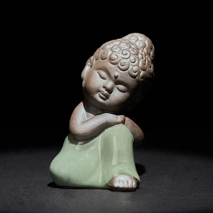 BWOOOH handcrafted Buddha statue - Prayer Meditation Resting Monk Cera