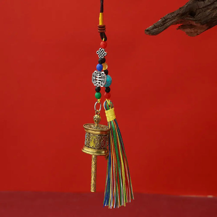 BWOOOH Prayer Wheel Om Mani Padme Hum Colorful Tassels Pu
