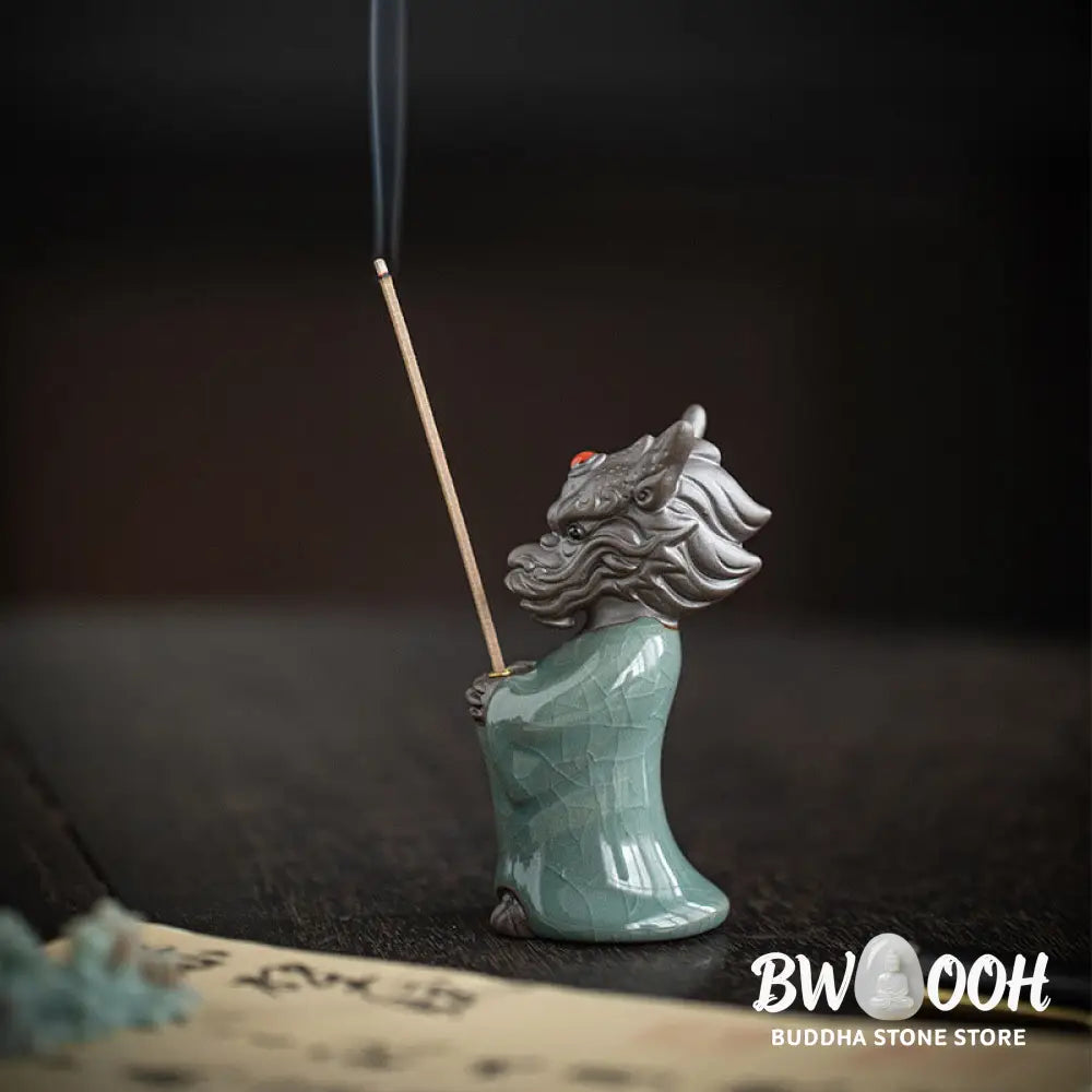 BWOOOH ceramic incense burner - Praying Dragon King Lotus Base Fu C